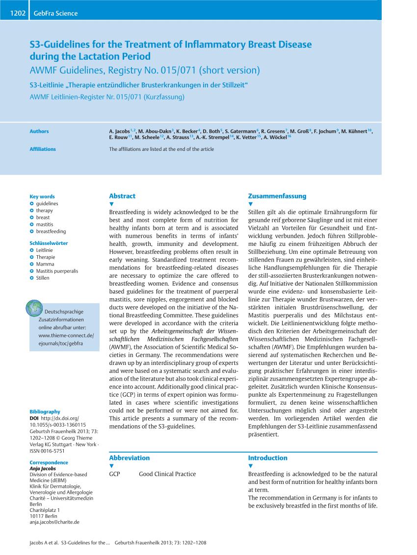 PDF) S3-Guidelines for the Treatment of Inflammatory Breast ...